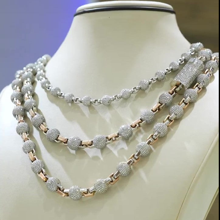 Round Diamond Rosary Chain Moissanite Jewelry customdiamjewel