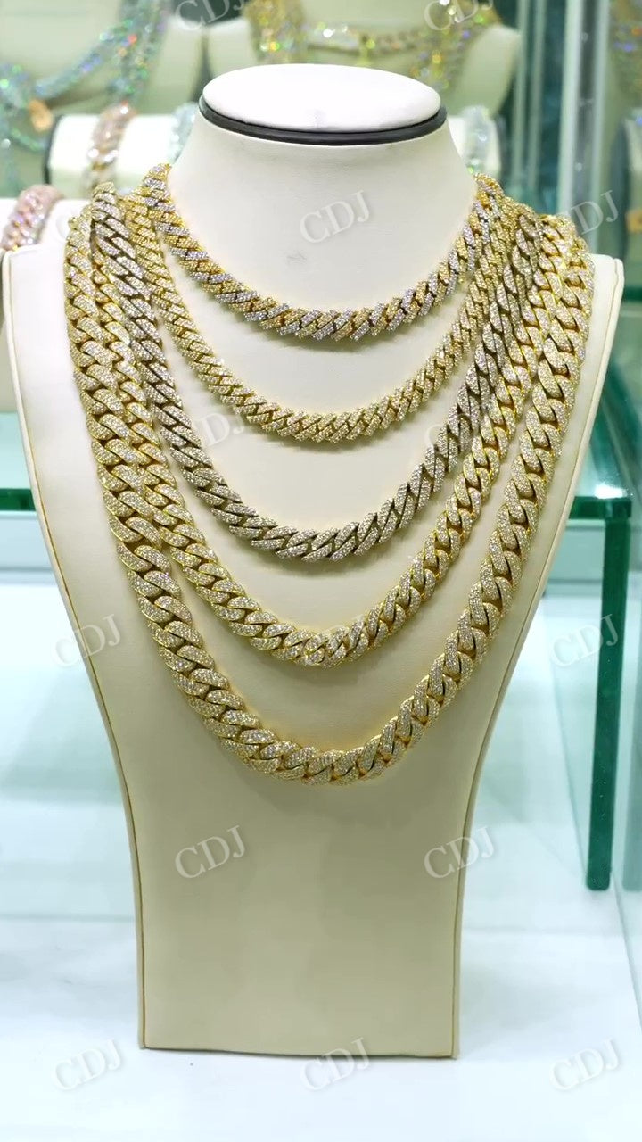 Round VVS Moissanite Miami Cuban Chain fully Iced Out Chain  customdiamjewel   