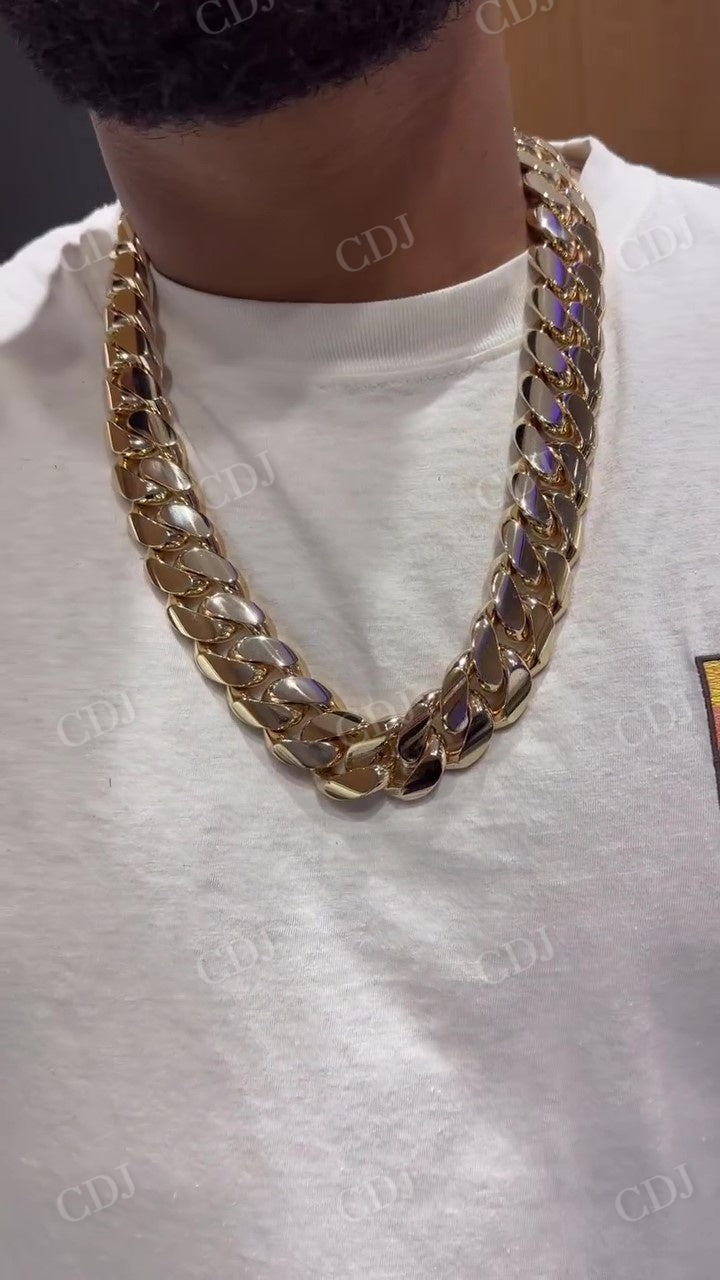Hip Hop Stainless Steel Gold Finish Miami Cuban Link Chain  customdiamjewel   