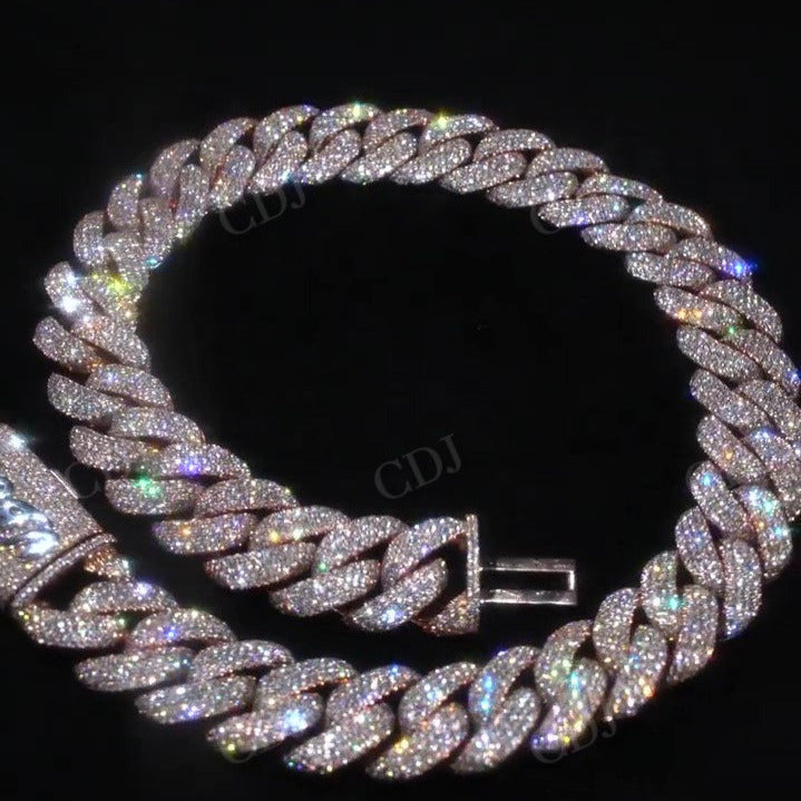 Iced Out Moissanite Sterling Silver Miami Cuban Chain Hip Hop Jewelry  customdiamjewel   
