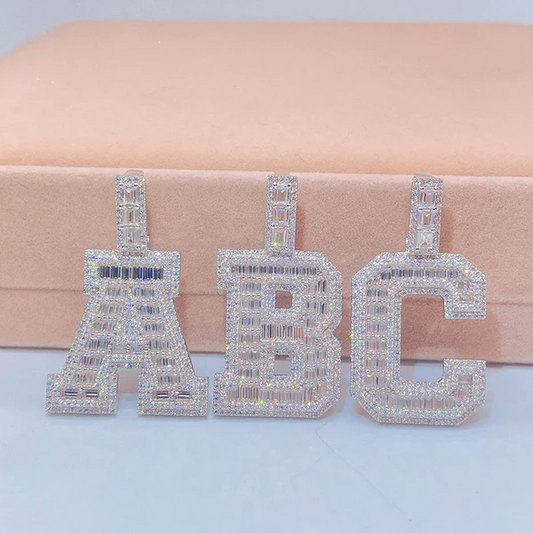 Baguette Diamond Letter Initial Pendant  customdiamjewel   