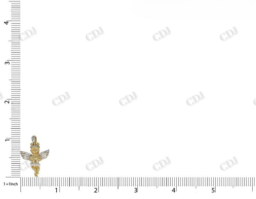 Two Tone VVS Moissanite Crowned Angel pendant Charm Hip Hop Pendent CustomDiamJewel