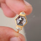 2.20 CTW Hexagon Salt And Pepper Three-Stone Engagement Ring