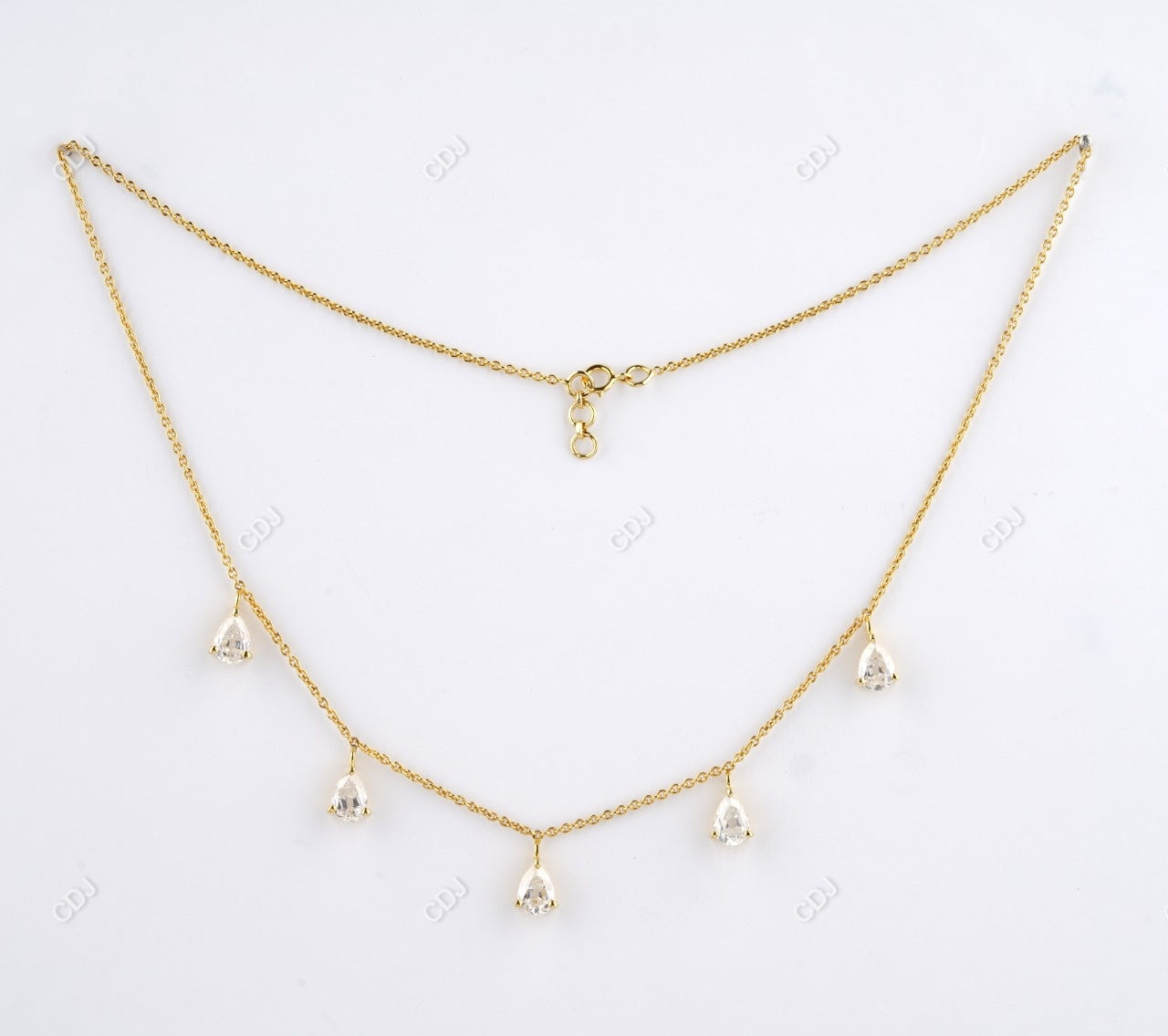 10K Yellow Gold 3.25 CTW Pear Cut Lab-Grown Diamond Dangle Station Necklace
