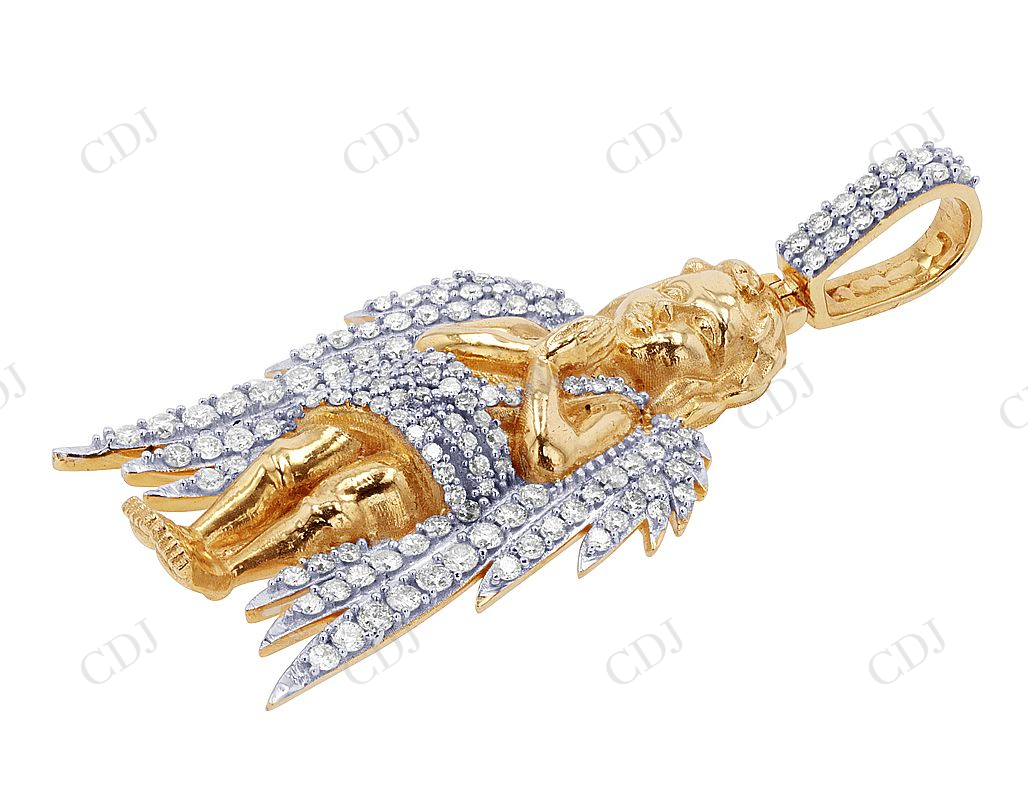 Sterling Silver Two Tone Angel Wings Diamond Pendent Hip Hop Pendent customdiamjewel