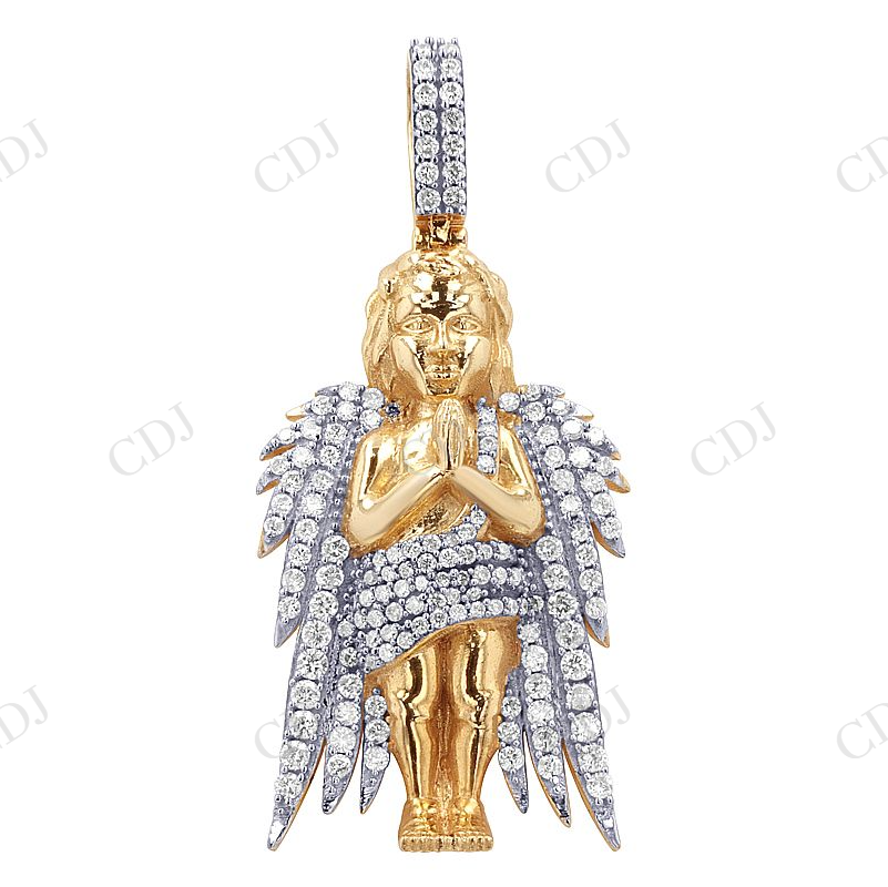 Sterling Silver Two Tone Angel Wings Diamond Pendent Hip Hop Pendent customdiamjewel