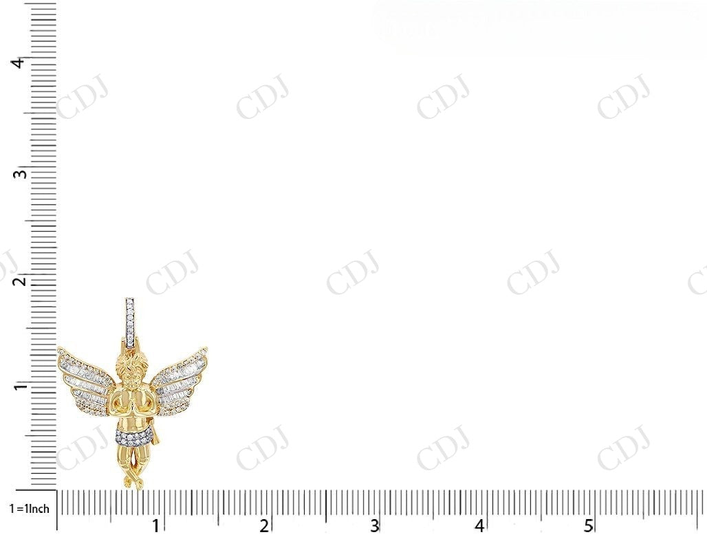 925 VVS Moissanite Two Tone Angel Praying Hands Pendant Hip Hop Pendent CustomDiamJewel