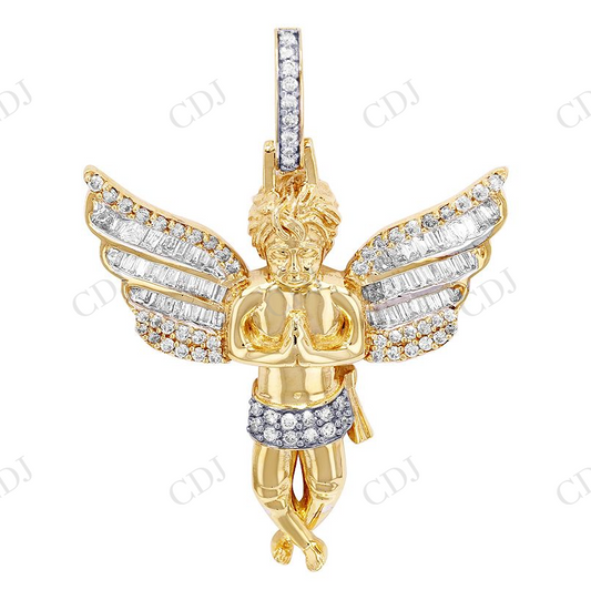 925 VVS Moissanite Two Tone Angel Praying Hands Pendant Hip Hop Pendent CustomDiamJewel