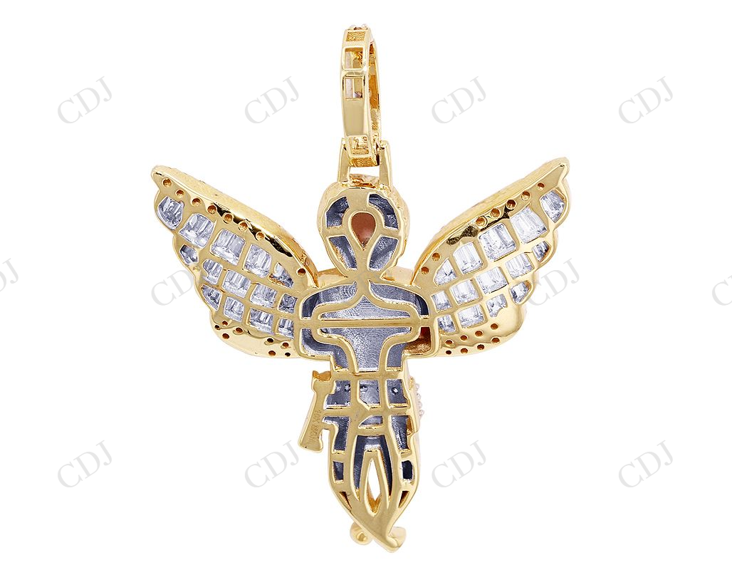 925 VVS Moissanite Two Tone Angel Praying Hands Pendant Hip Hop Pendent CustomDiamJewel