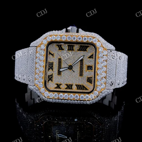 Wholesale Men's Hip-Hop Yellow Gold Plated Luxury Watch customdiamjewel