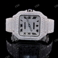 Luxury Hip Hop Natural Diamond Wrist Watches For Men Stainless Steel Round Cut Diamond Band