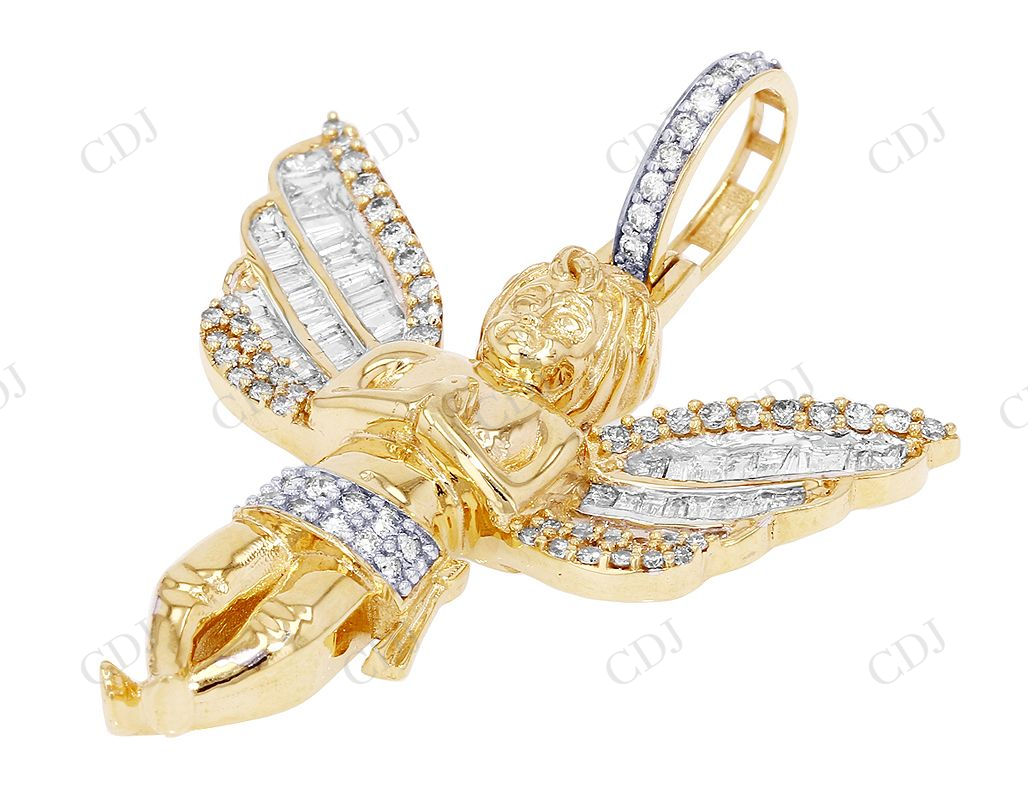 925 VVS Moissanite Two Tone Angel Praying Hands Pendant Hip Hop Pendent CustomDiamJewel