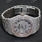 Fully Iced Out AP Two Tone Lab Grown Diamond Hip Hop Watch customdiamjewel