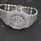 Fully Iced Out AP Two Tone Lab Grown Diamond Hip Hop Watch customdiamjewel