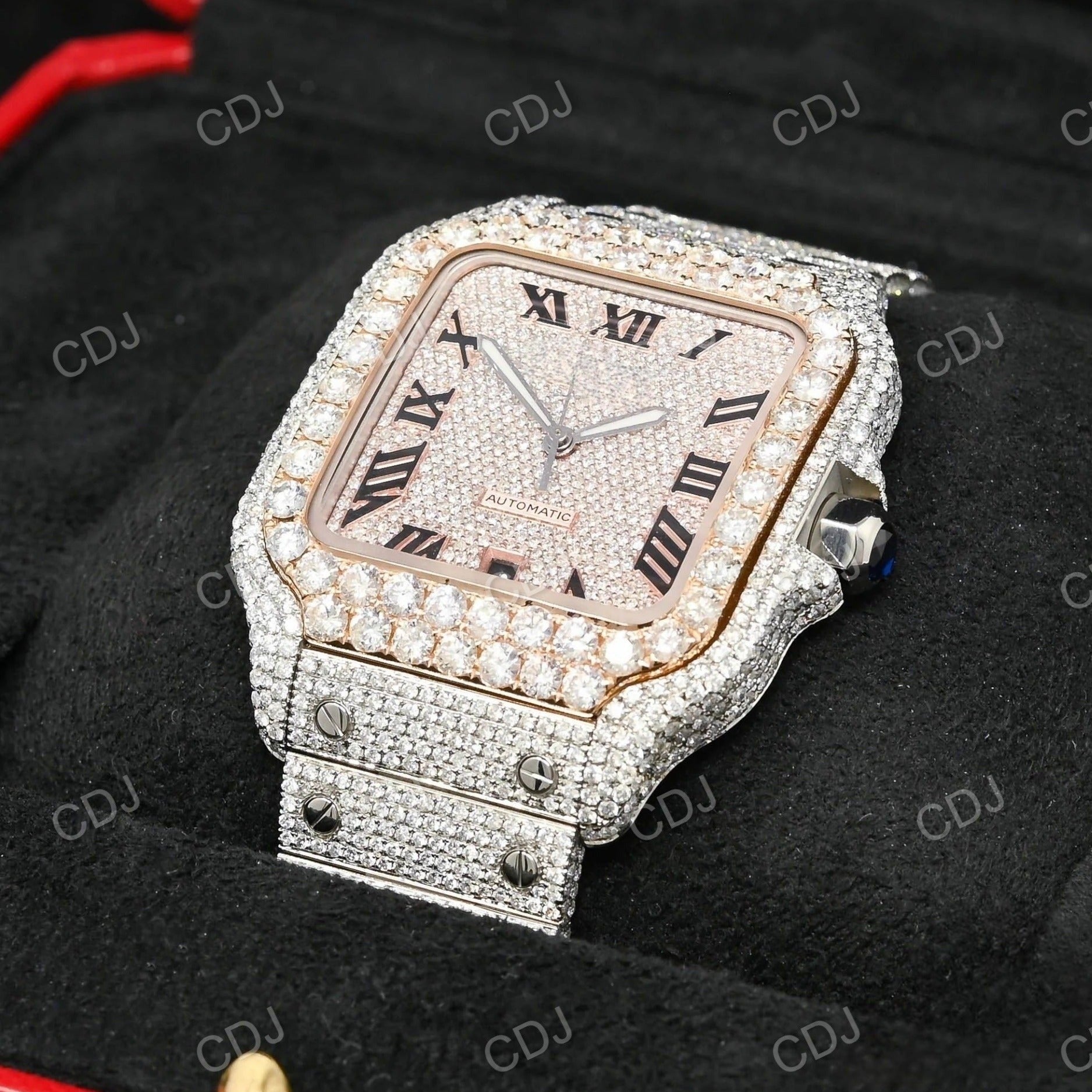 Cartier Santos Roman Digit Watch customdiamjewel