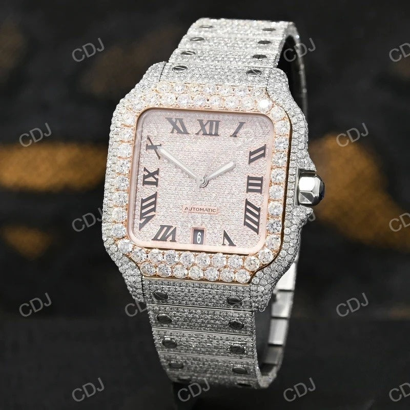 Cartier Santos Roman Digit Watch customdiamjewel