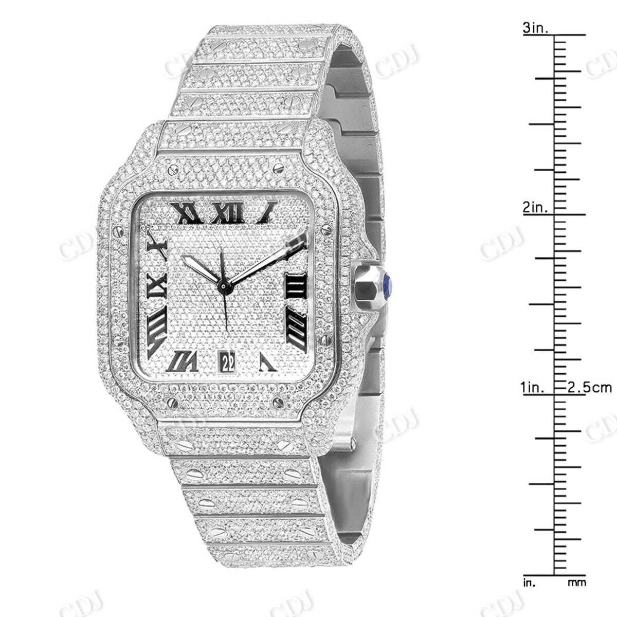 High Quality Cartier Santos Iced Out Watch customdiamjewel