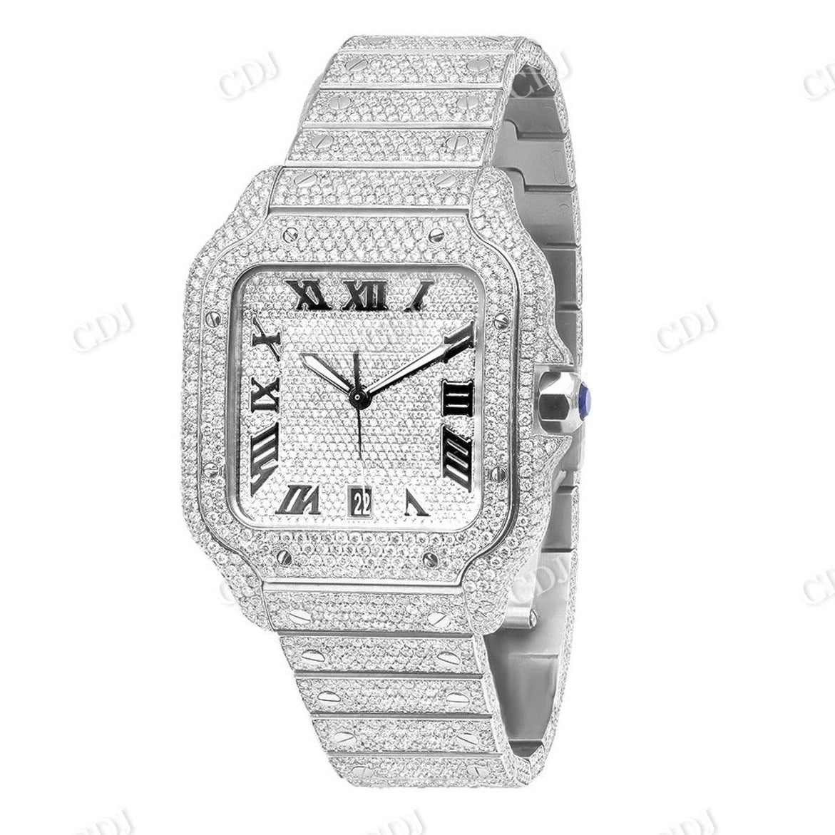 High Quality Cartier Santos Iced Out Watch customdiamjewel