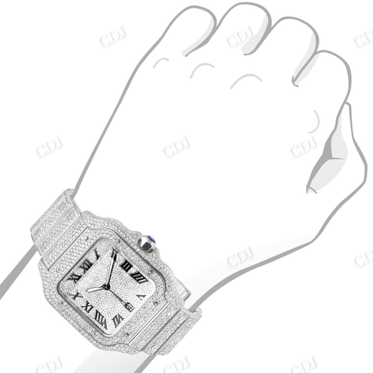High Quality Cartier Santos Iced Out Watch customdiamjewel