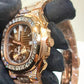 Rose Gold Tone Baguette Diamond Bezel Chrono Watch customdiamjewel