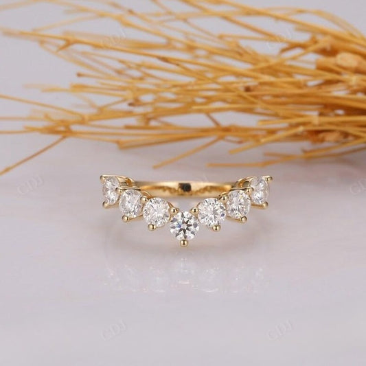 1.40CTW Round Cut Real Diamond Chevron Wedding Band  customdiamjewel 10KT Yellow Gold VVS-EF