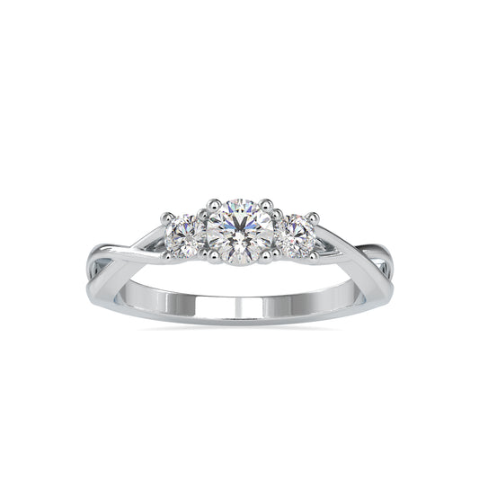 Round Cut 0.52CTW Three Stone Diamond Engagement Ring  customdiamjewel 10KT White Gold VVS-EF