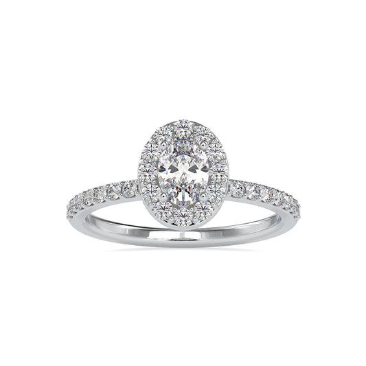 0.78CTW Oval Halo Diamond Engagement Ring  customdiamjewel 10KT White Gold VVS-EF