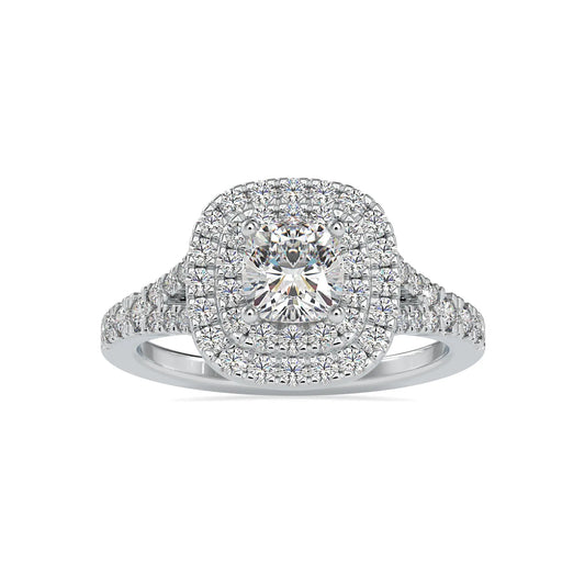 Double Halo 1.55CTW Cushion Cut Diamond Ring  customdiamjewel 10KT White Gold VVS-EF