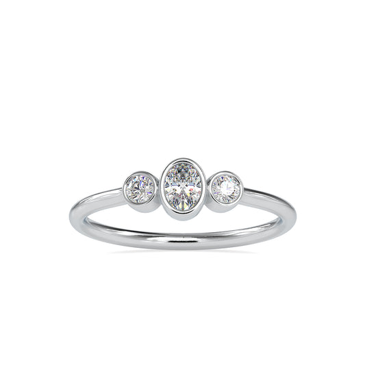 0.26CT Oval Diamond Three Stone Ring  customdiamjewel 10KT White Gold VVS-EF