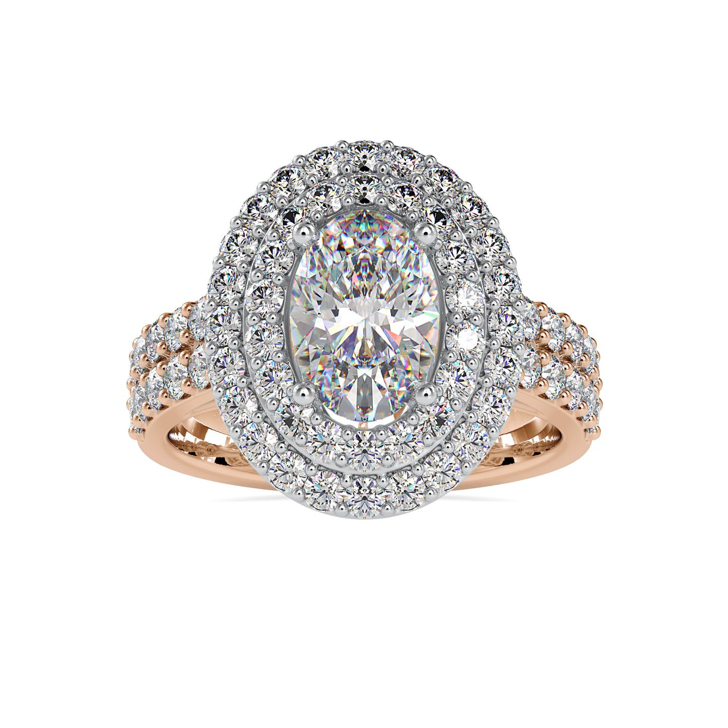 The Brielle Ring 3.12CTW Oval Double Halo Diamond Ring  customdiamjewel 10KT Rose Gold VVS-EF