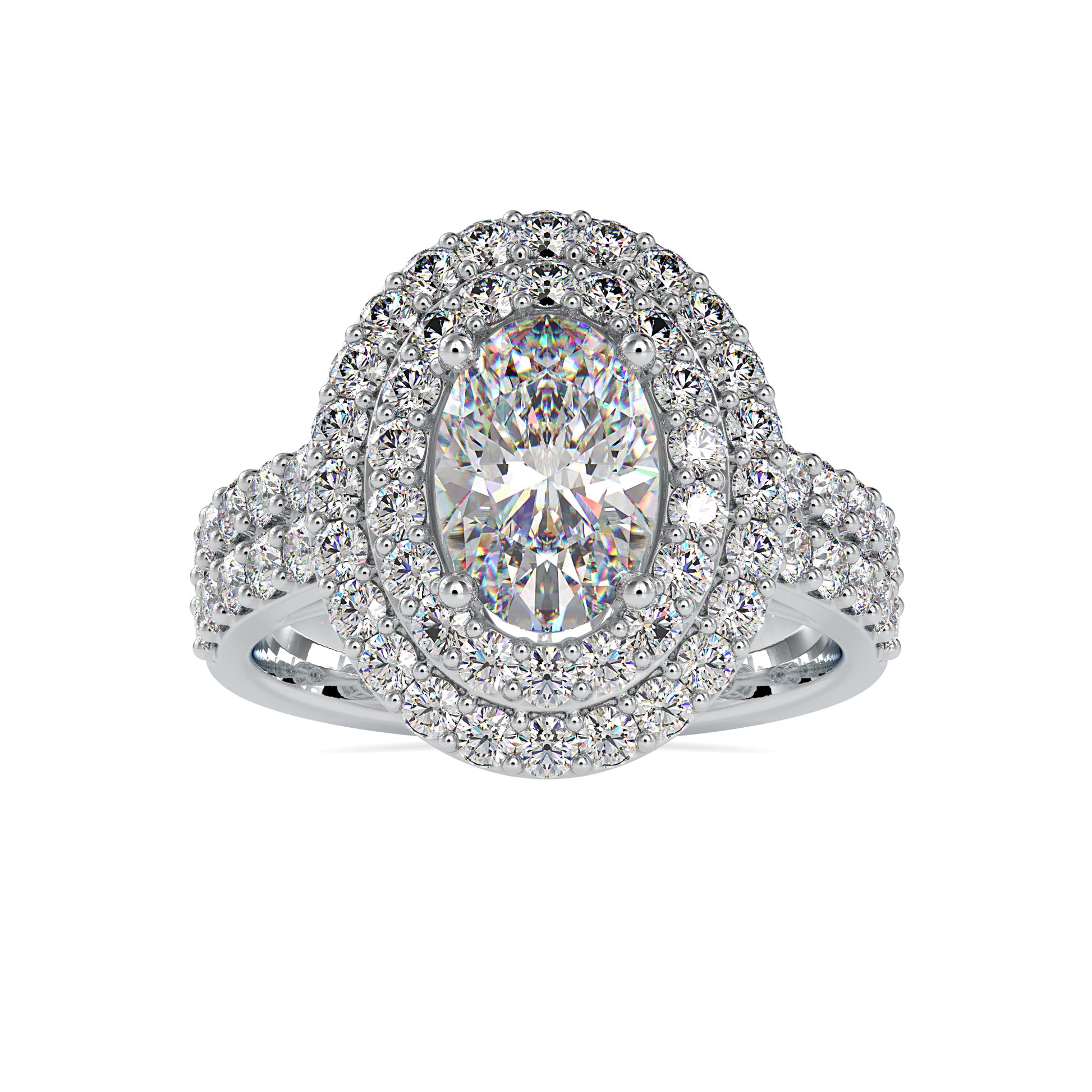 The Brielle Ring 3.12CTW Oval Double Halo Diamond Ring  customdiamjewel 10KT White Gold VVS-EF