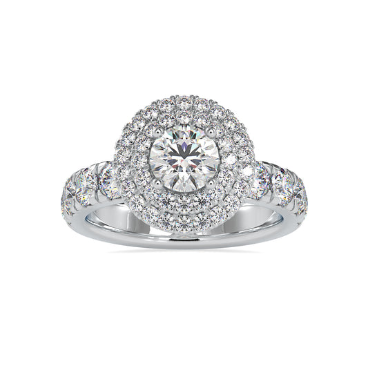 Round Cut Double Halo 2.35CTW Diamond Wedding Ring  customdiamjewel 10KT White Gold VVS-EF
