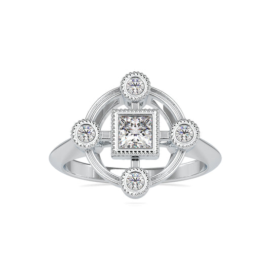 Stunning 0.46CT Princess Cut Beaded Style Diamond Ring  customdiamjewel 10KT White Gold VVS-EF