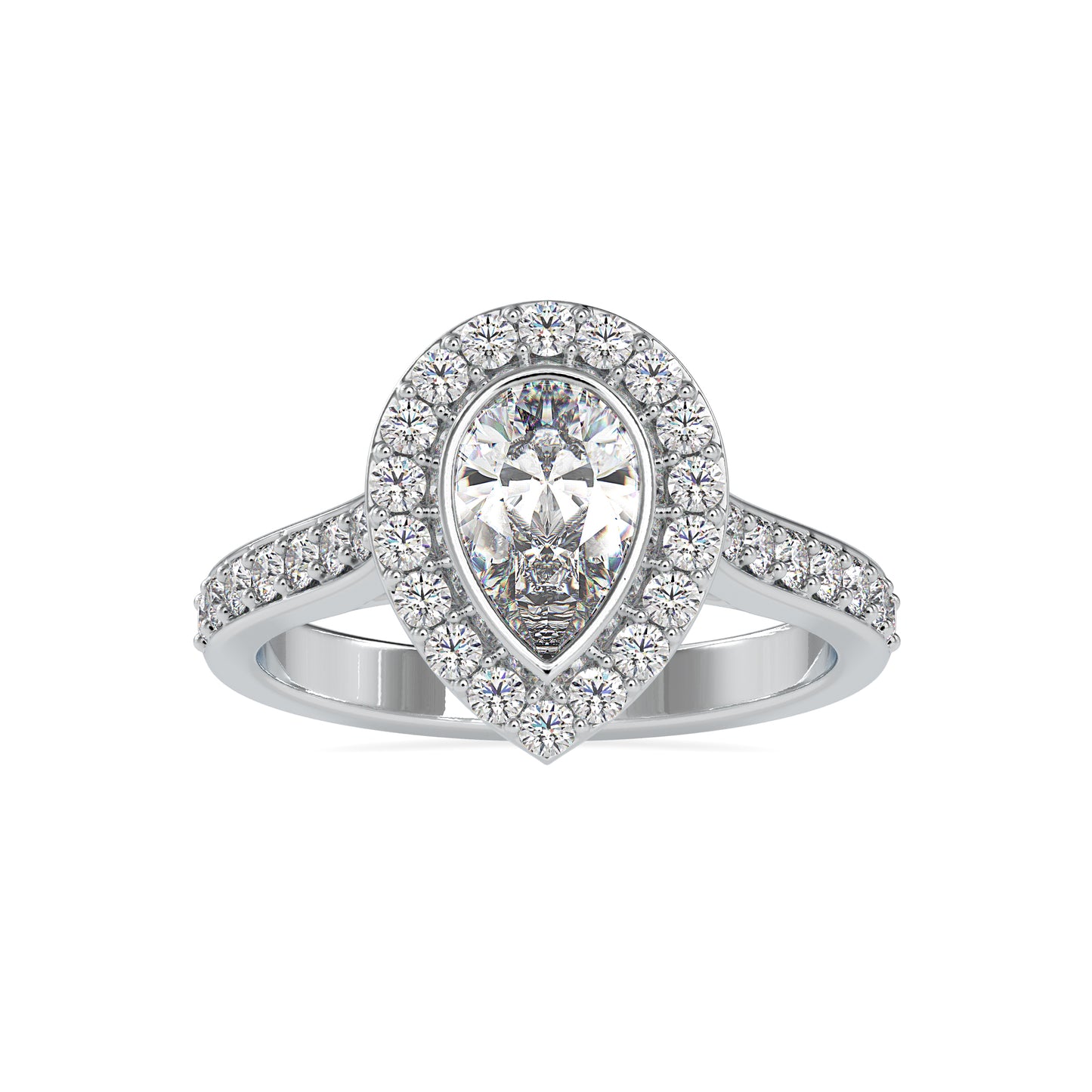 Pear Halo 1.53CT Eternity Diamond Engagement Ring