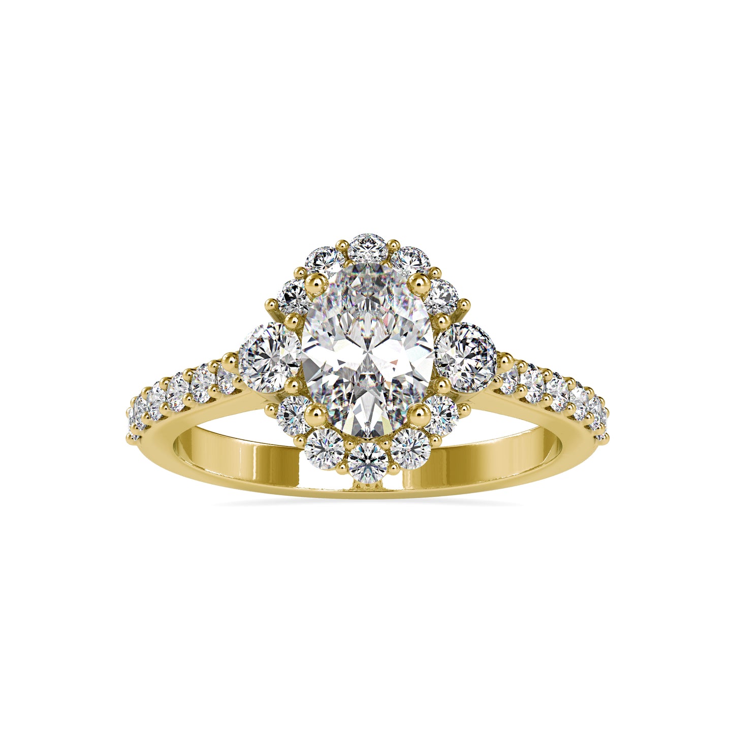 1.72CT Oval Cut Cluster Diamond Ring