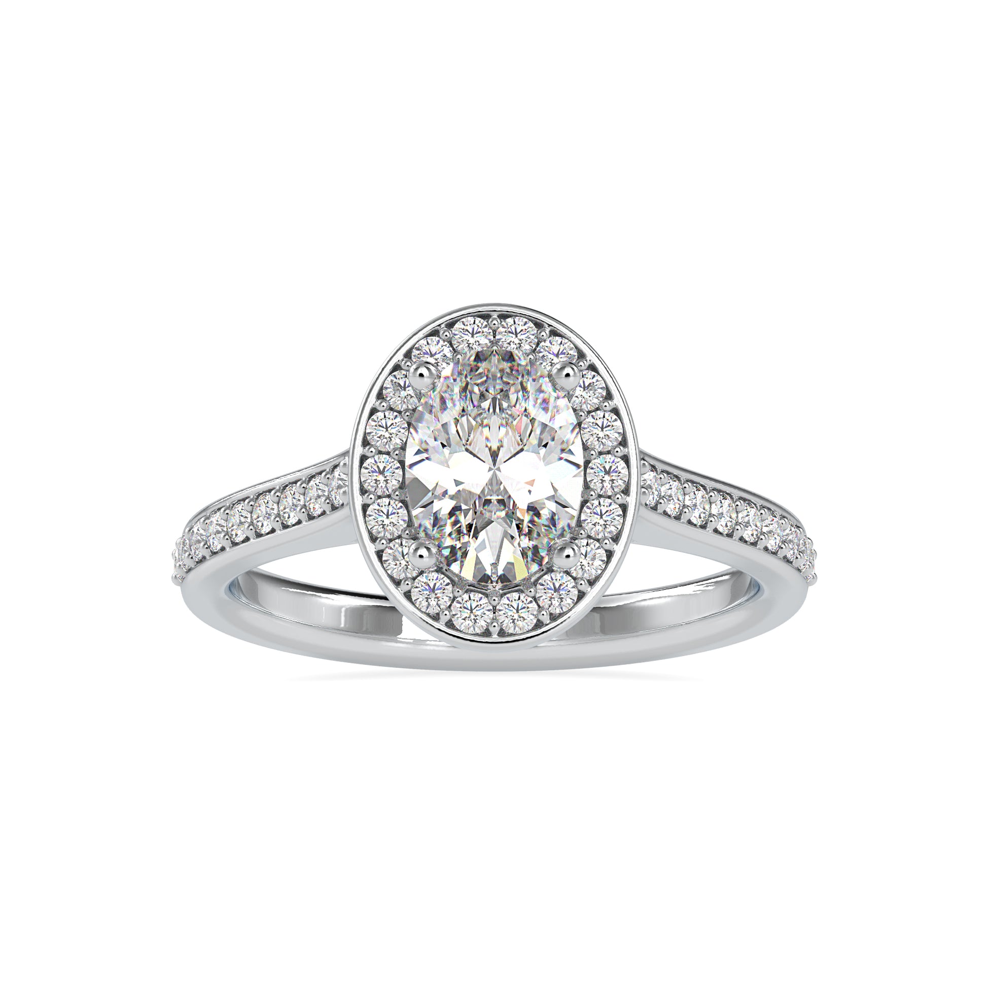 1.35CT Oval Cut Halo Diamond Ring  customdiamjewel 10KT White Gold VVS-EF