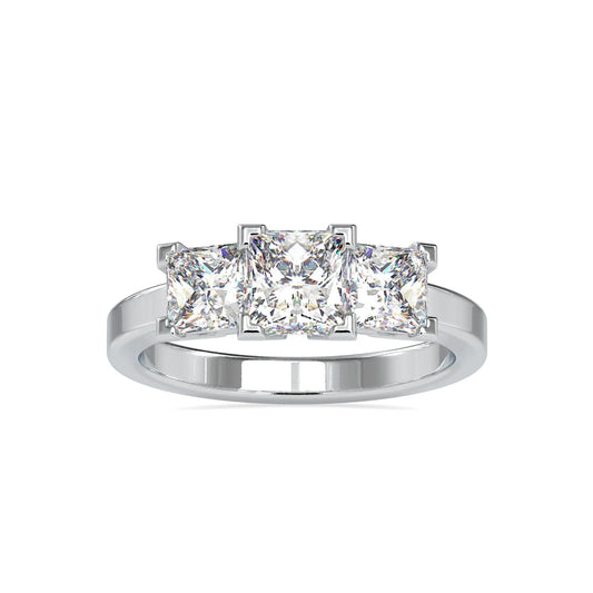 2.89CTW Princess Cut Three Stone Diamond Engagement Ring  customdiamjewel 10KT White Gold VVS-EF