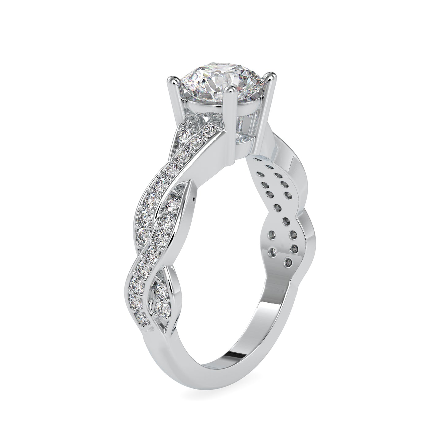 1.49CTW Round Cut Twisted Diamond Engagement Ring