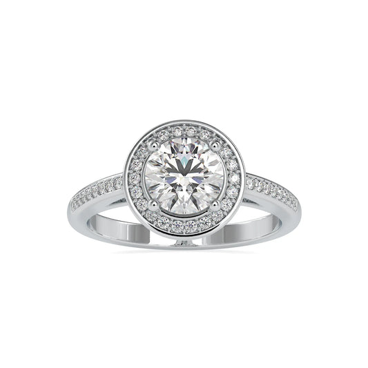 1.30ctw Bezel Set Round Halo Diamond Ring  customdiamjewel 10KT White Gold VVS-EF