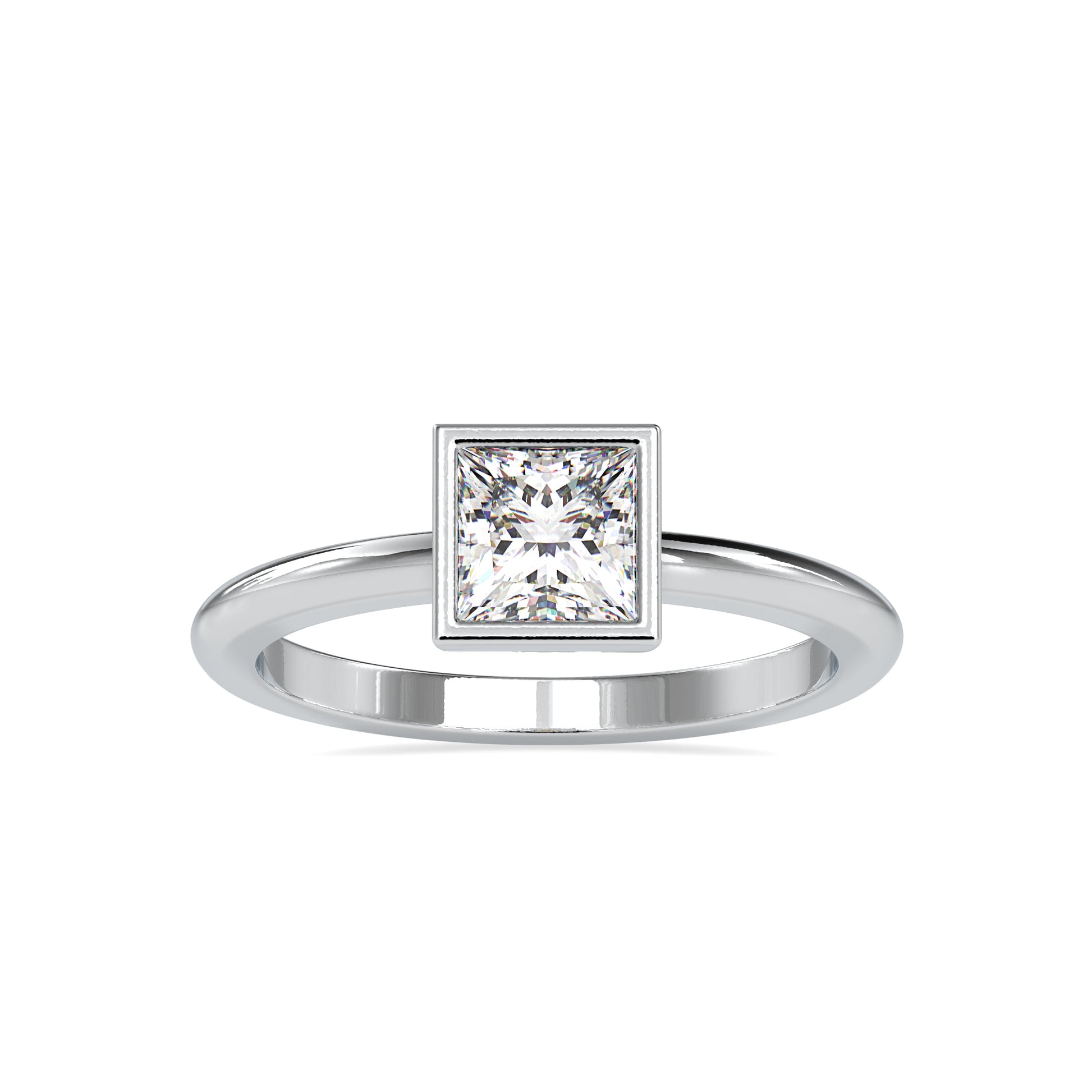 Princess Cut 0.92CT Diamond Bezel Setting Ring  customdiamjewel 10KT White Gold VVS-EF