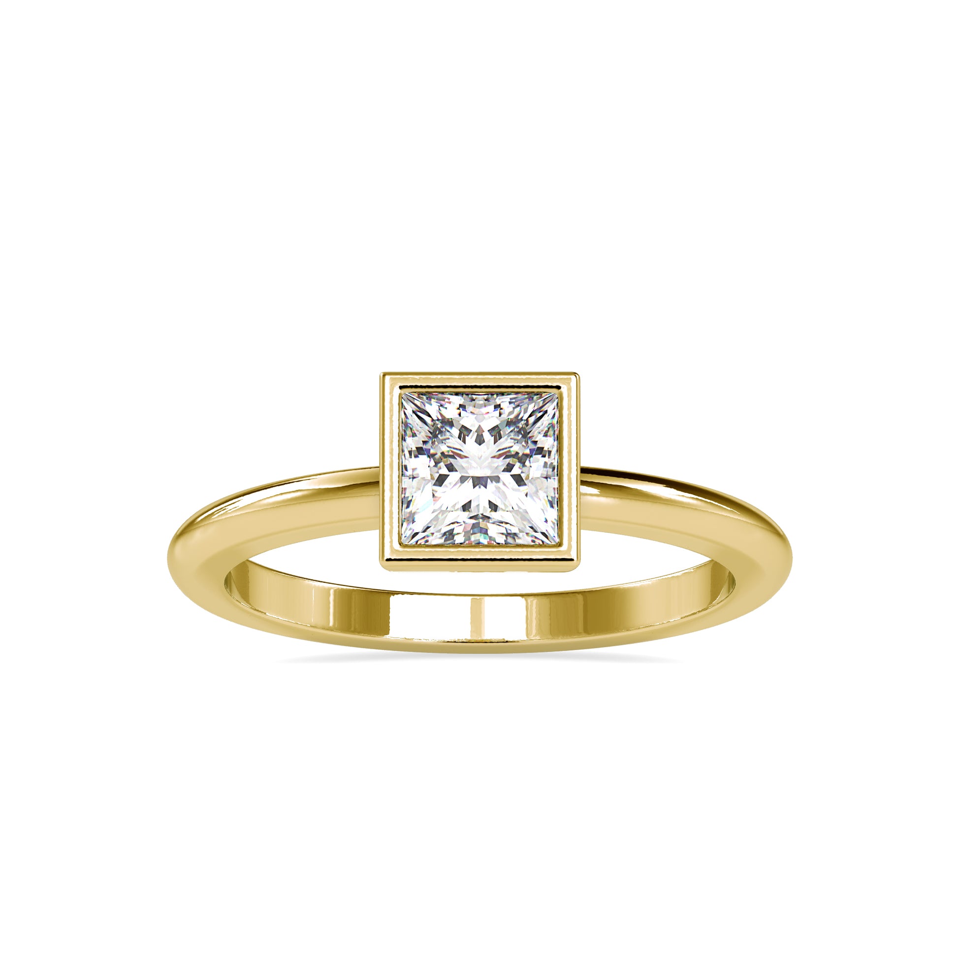 Princess Cut 0.92CT Diamond Bezel Setting Ring  customdiamjewel 10KT Yellow Gold VVS-EF