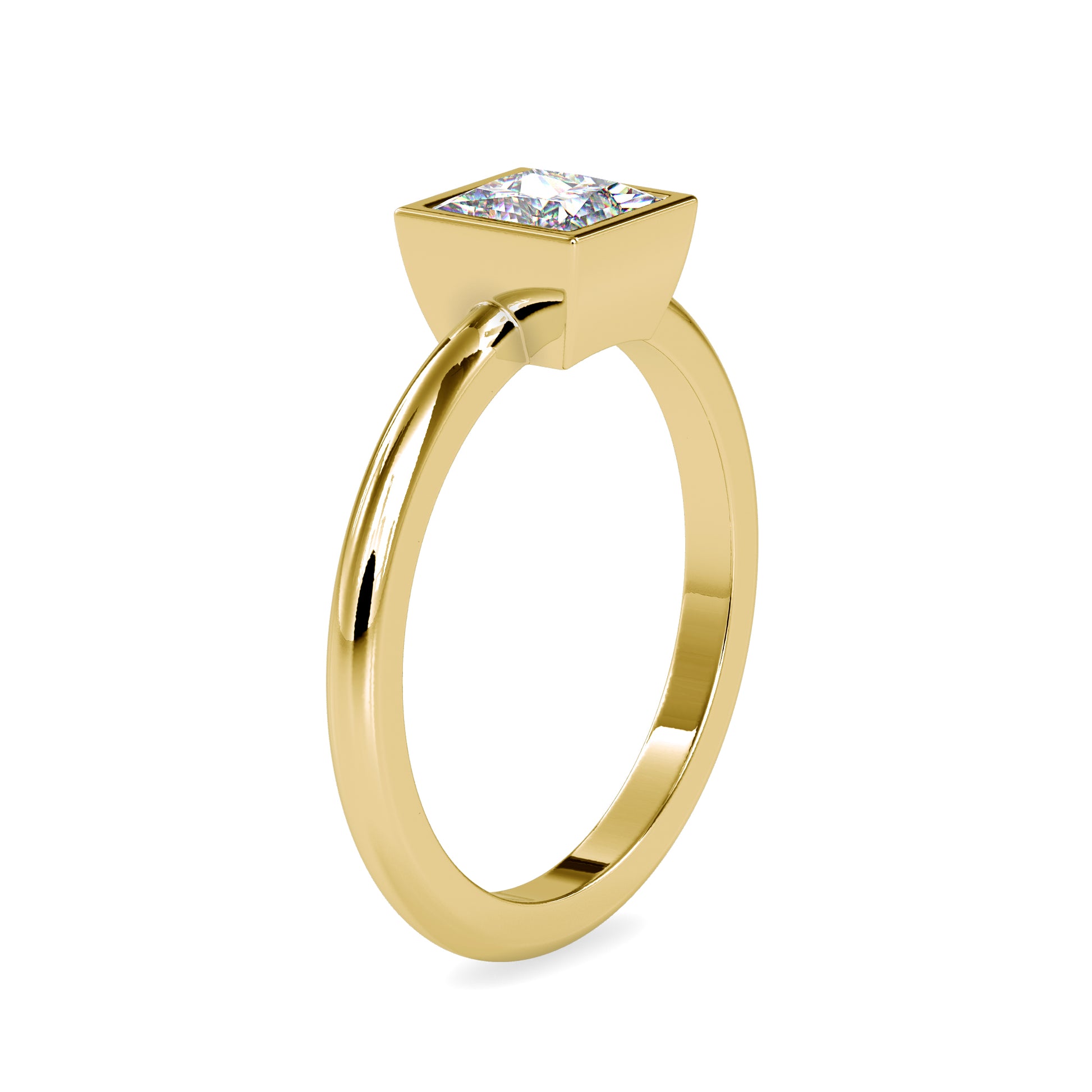 Princess Cut 0.92CT Diamond Bezel Setting Ring  customdiamjewel   
