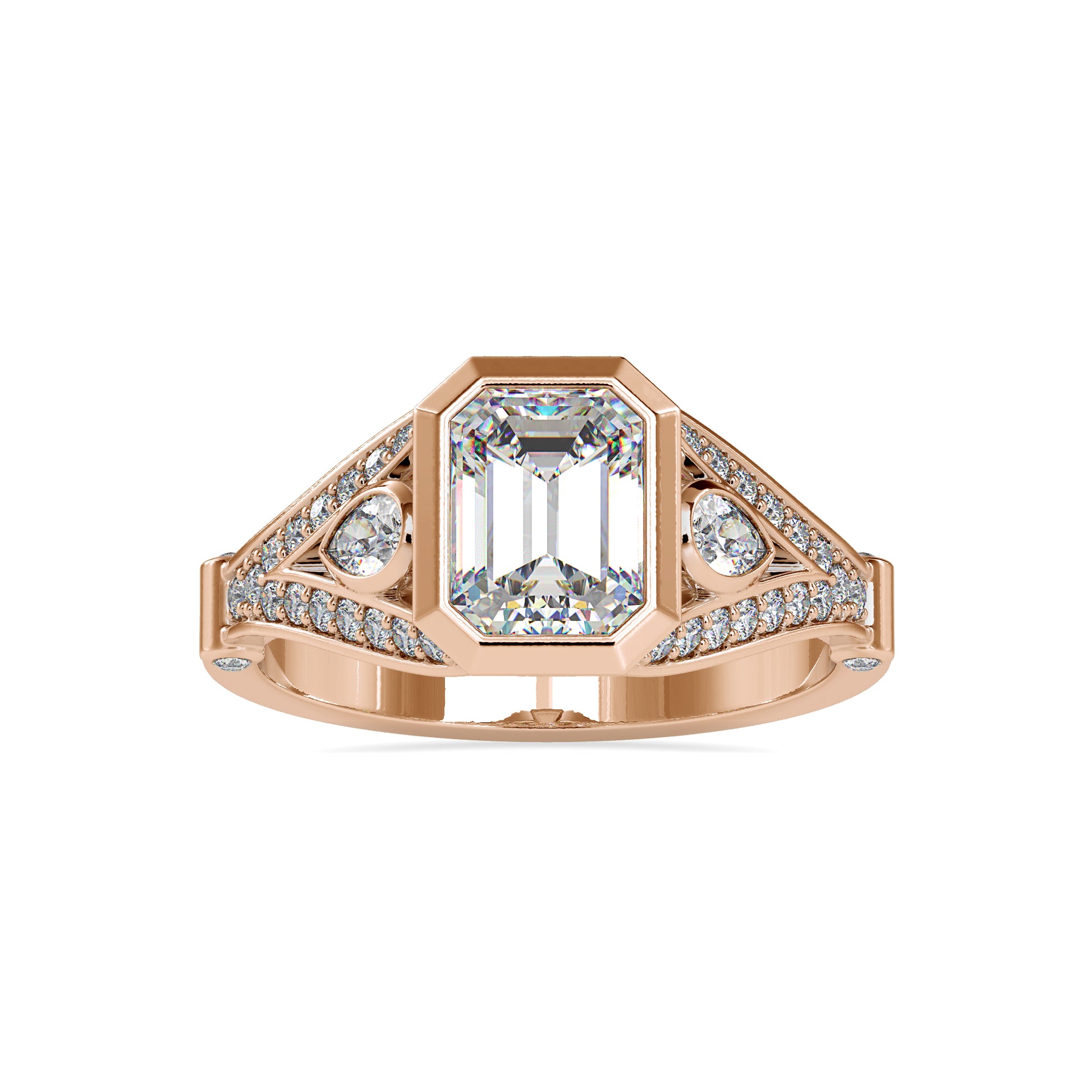 1.74CTW Emerald Cut Diamond Ring  customdiamjewel 10KT Rose Gold VVS-EF