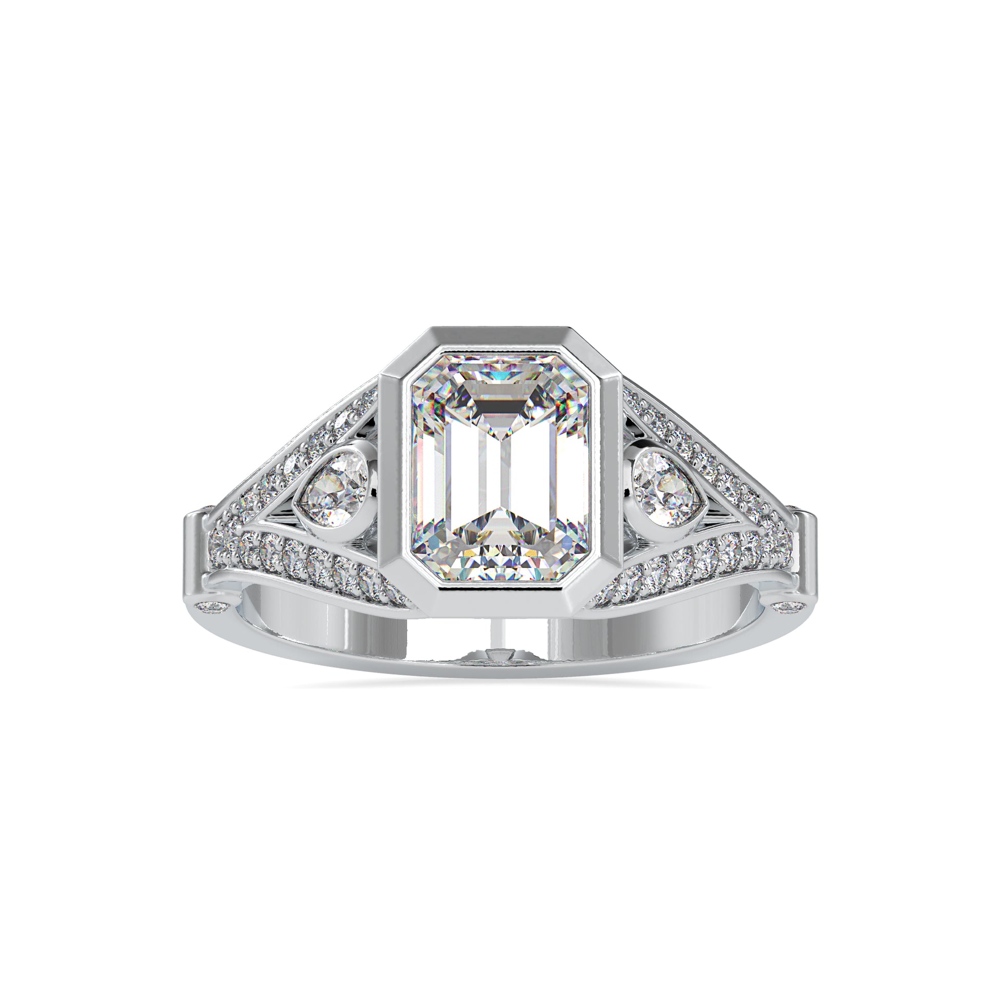1.74CTW Emerald Cut Diamond Ring  customdiamjewel 10KT White Gold VVS-EF