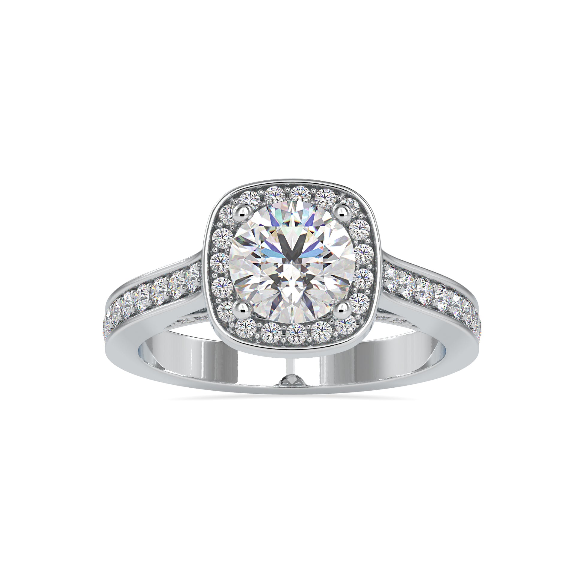 1.68CTW Round Cut Halo Accents Engagement Ring  customdiamjewel 10KT White Gold VVS-EF
