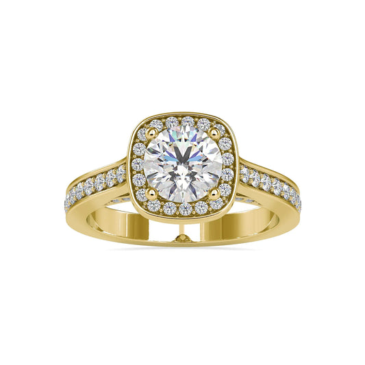 1.68CTW Round Cut Halo Accents Engagement Ring  customdiamjewel 10KT Yellow Gold VVS-EF