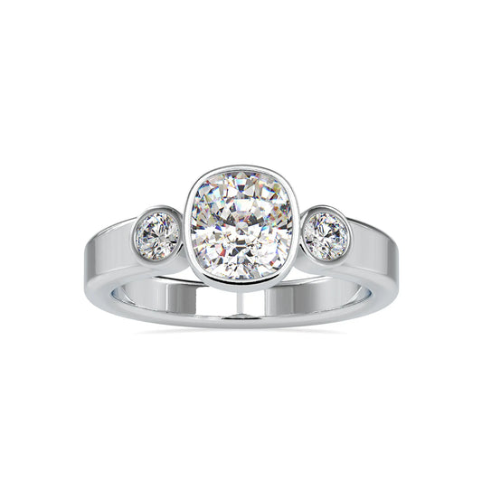 1.30CTW Cushion Cut Bezel Set Three Stone Ring  customdiamjewel 10KT White Gold Diamond Quality