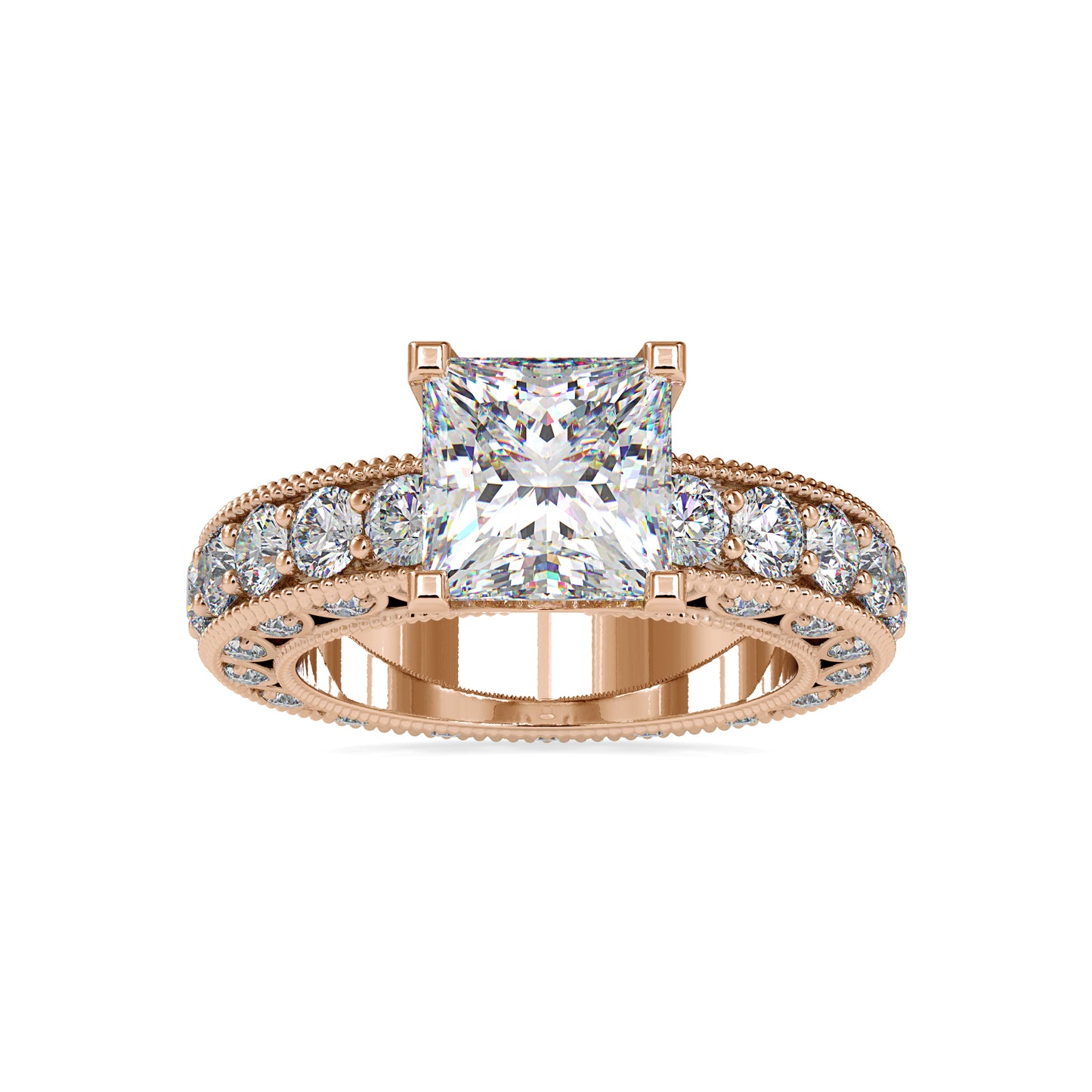 Princess Cut 4.50CTW Solitaire With Accents Diamond Ring  customdiamjewel 10KT Rose Gold VVS-EF