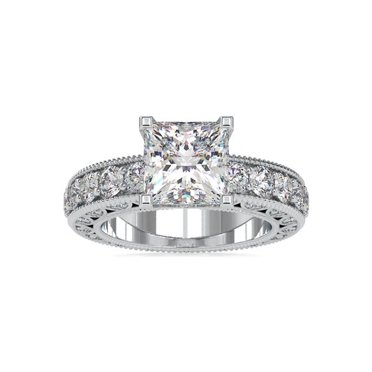 Princess Cut 4.50CTW Solitaire With Accents Diamond Ring  customdiamjewel 10KT White Gold VVS-EF