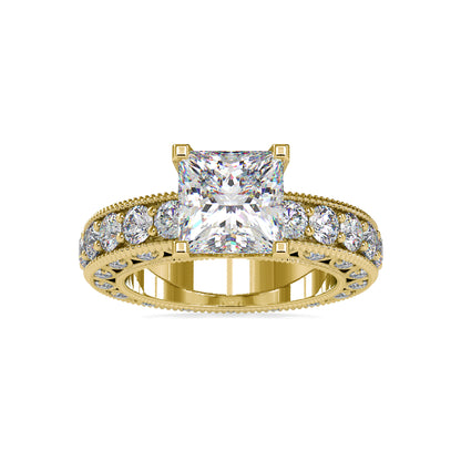 Princess Cut 4.50CTW Solitaire With Accents Diamond Ring  customdiamjewel 10KT Yellow Gold VVS-EF